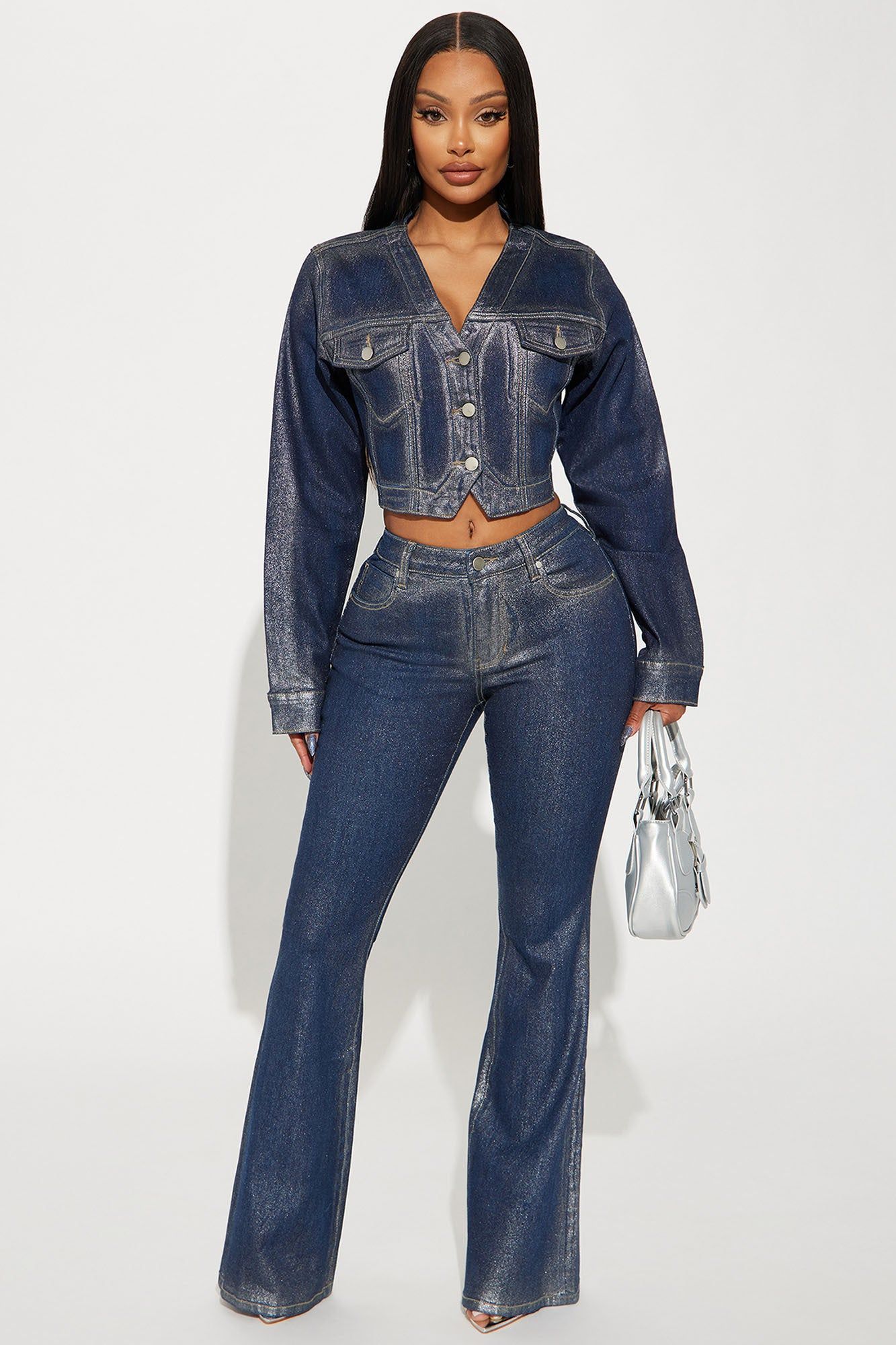 Like A Diamond Sparkle Denim Jacket - Dark Wash sold by Fashion Nova product image thumbnail 2