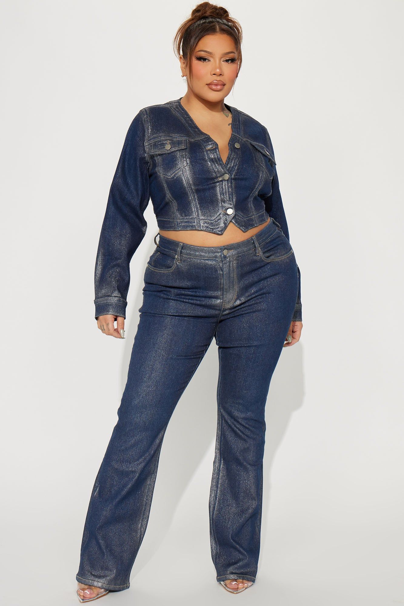 Like A Diamond Sparkle Denim Jacket - Dark Wash sold by Fashion Nova product image thumbnail 5