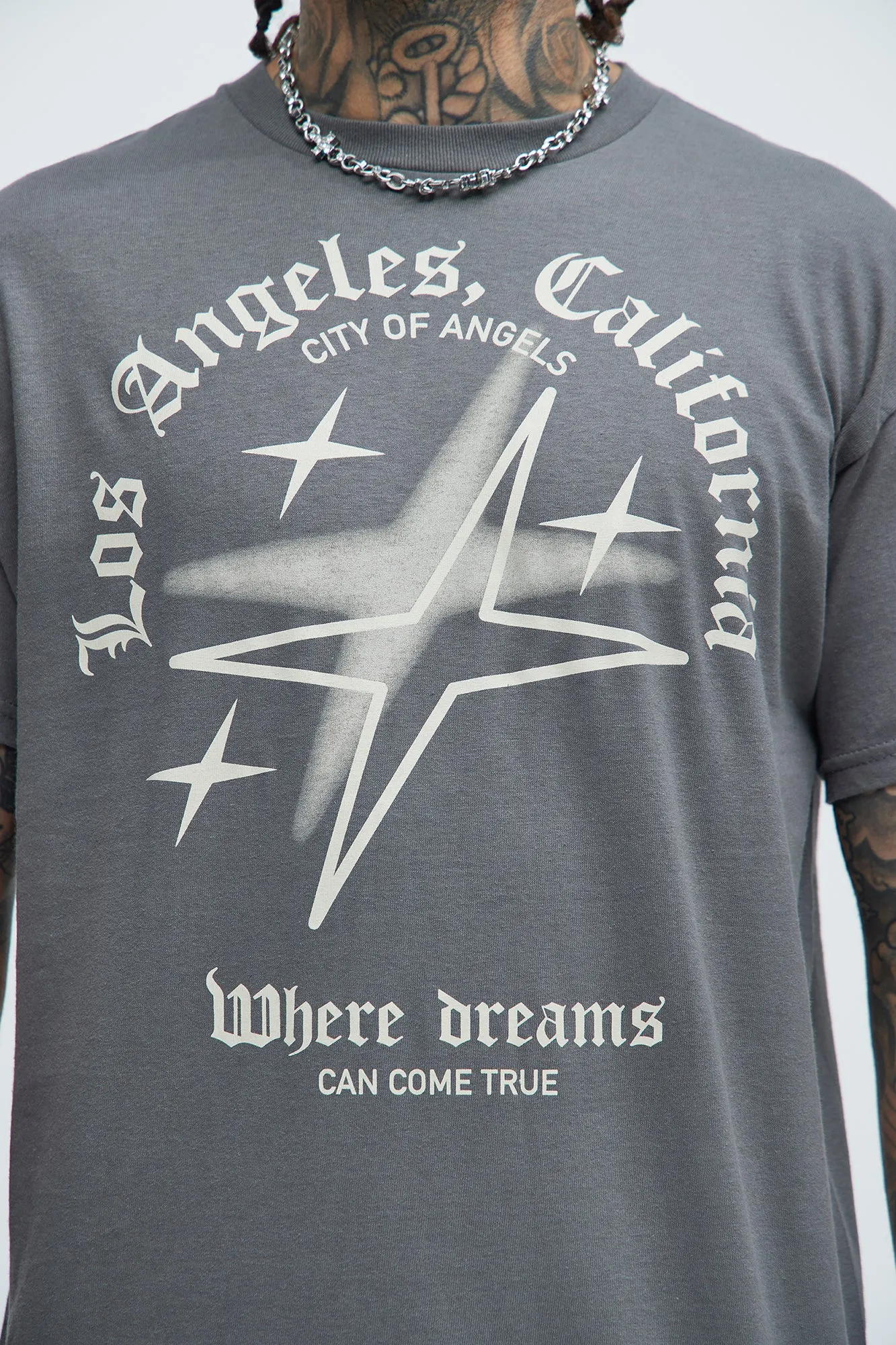LA Where Dreams Come True Short Sleeve Tee - Charcoal sold by Fashion Nova product image thumbnail 3