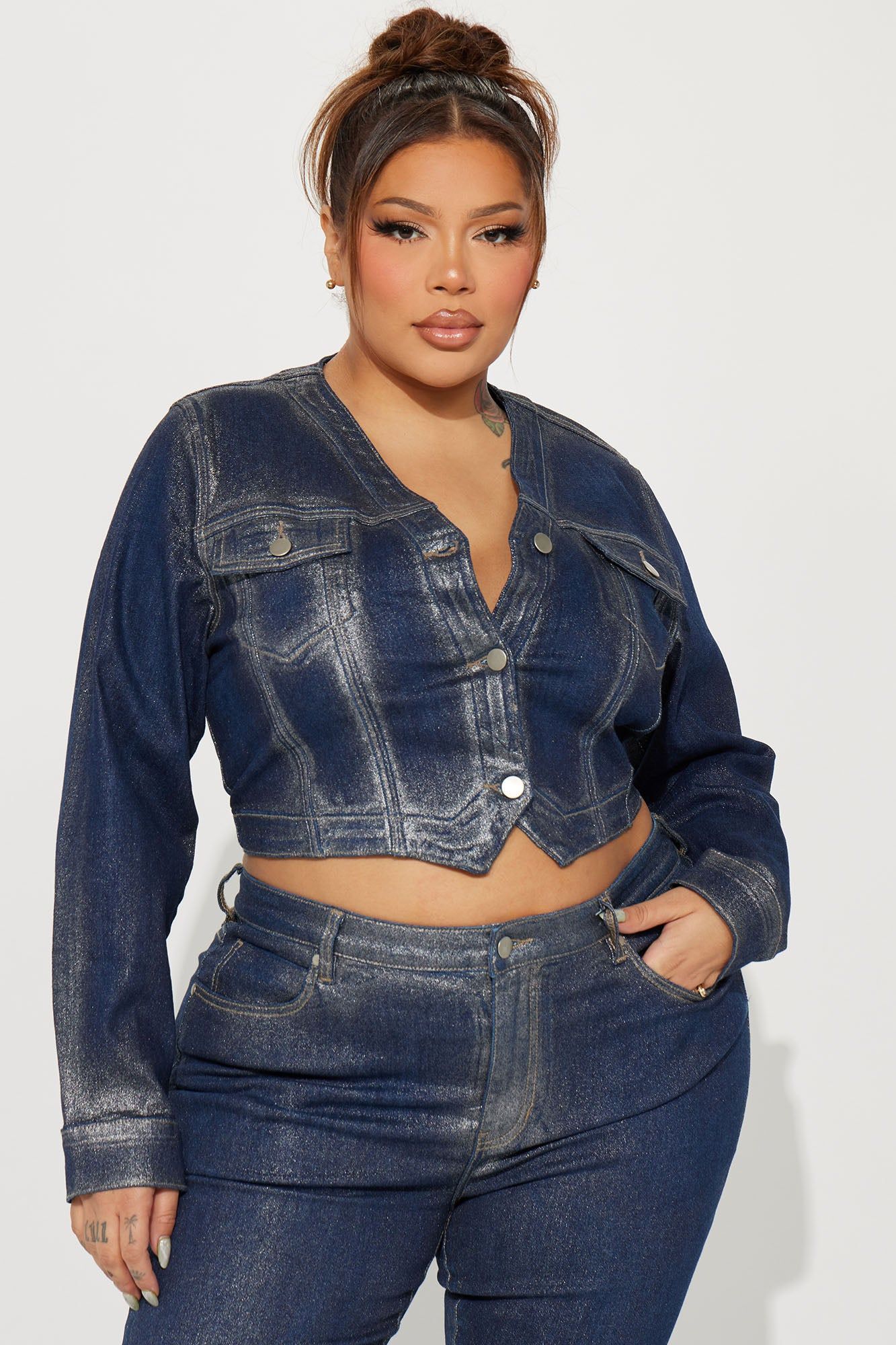 Like A Diamond Sparkle Denim Jacket - Dark Wash sold by Fashion Nova product image thumbnail 4