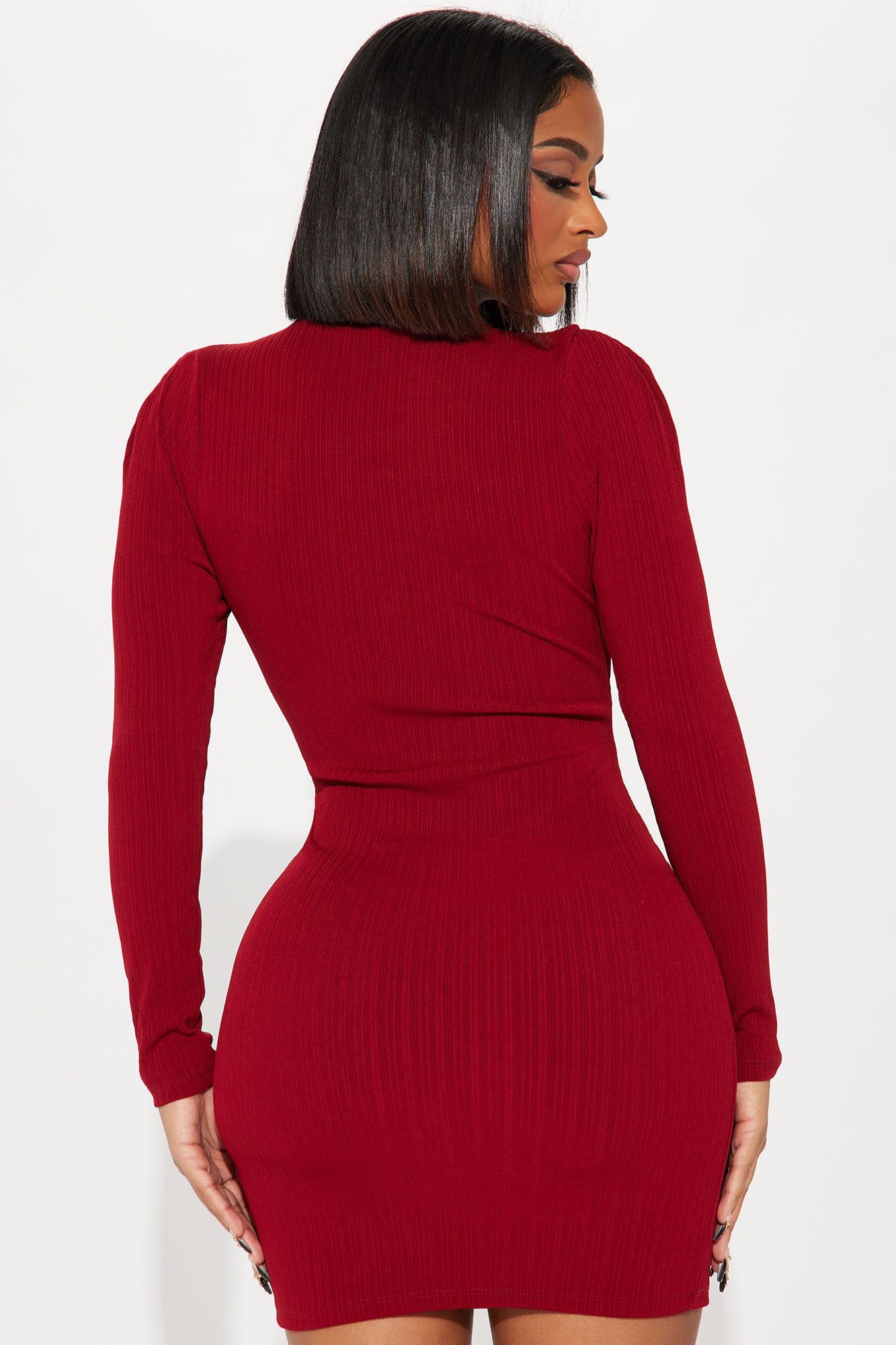 Sofia Ribbed Mini Dress - Burgundy sold by Fashion Nova product image thumbnail 3