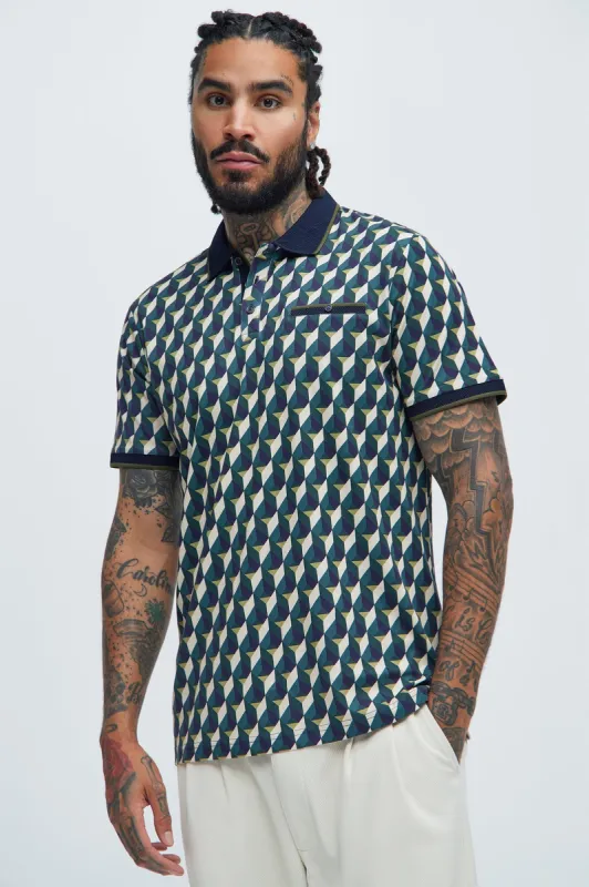 Inter Geo Polo - Teal/combo sold by Fashion Nova