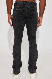 Hit That Pill Stacked Skinny Flare Jeans - Black Wash sold by Fashion Nova