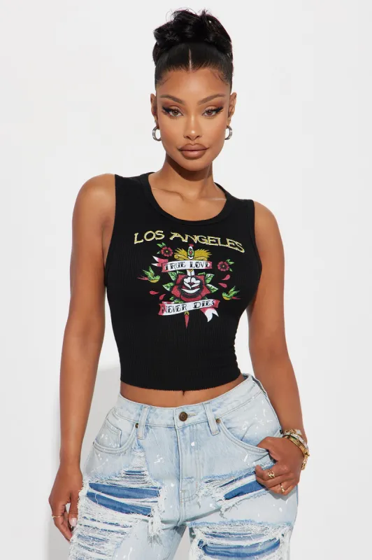 LA Love Never Dies Tank Top - Black sold by Fashion Nova