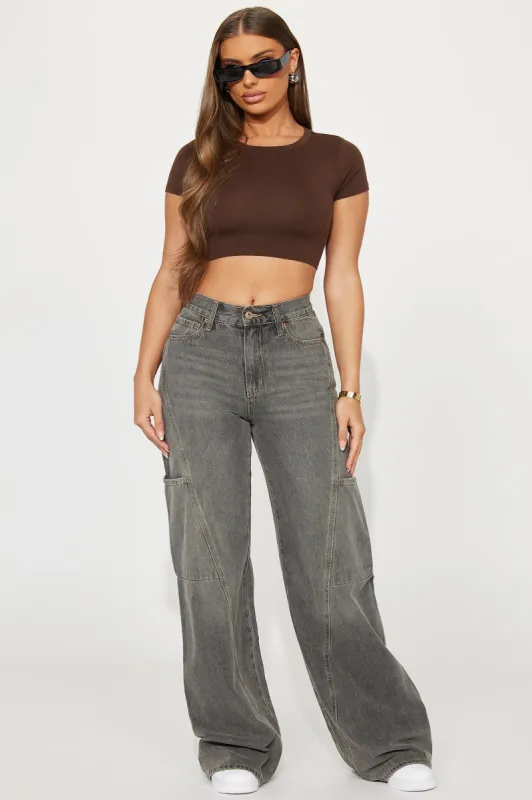 Making The Rules Wide Leg Jeans - Grey sold by Fashion Nova