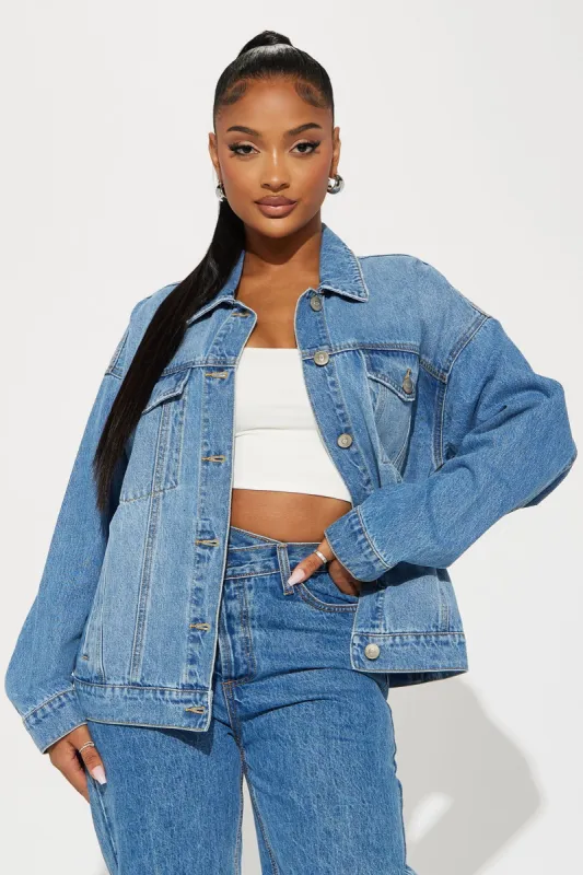 High Standards 90's Boyfriend Denim Trucker Jacket - Medium Wash sold by Fashion Nova