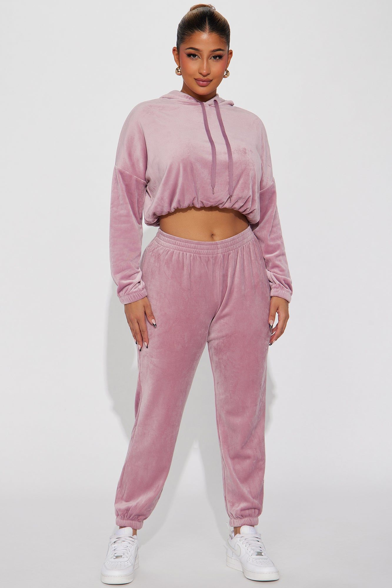 Anytime Anywhere Velour Jogger Set - Mauve sold by Fashion Nova