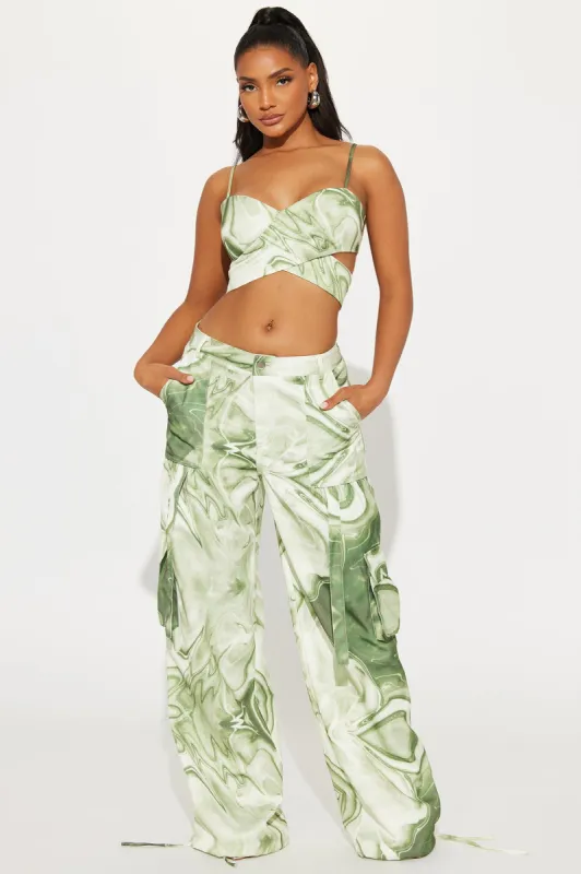 Stay Curious Pant Set - Olive/combo sold by Fashion Nova