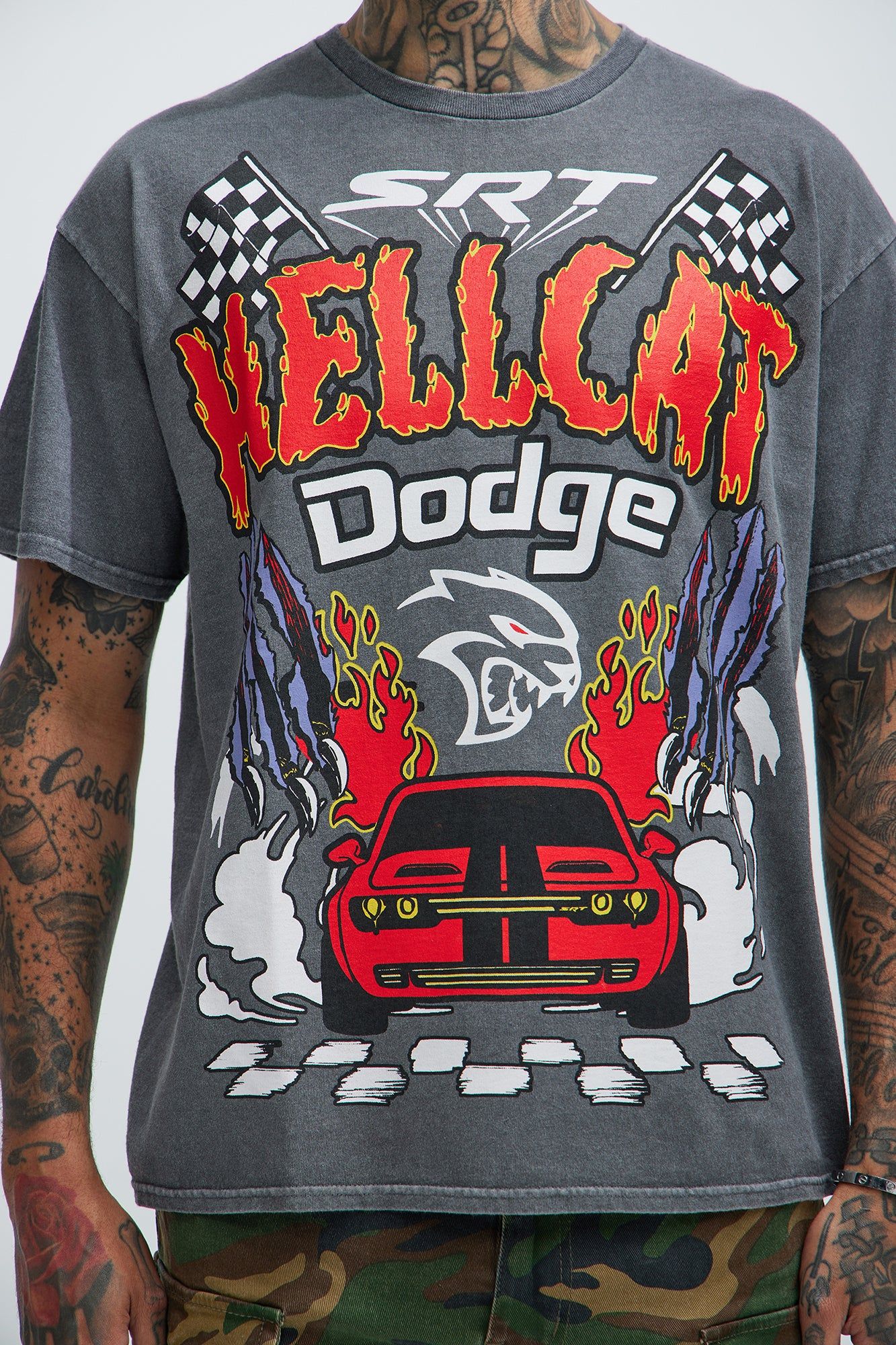 Dodge Hellcat American Muscle Short Sleeve Tee - Charcoal sold by Fashion Nova product image thumbnail 3