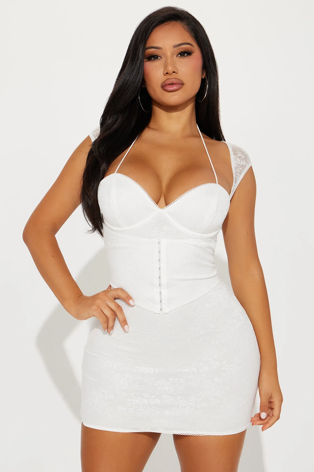 Scarlett Mesh Mini Dress - Ivory sold by Fashion Nova