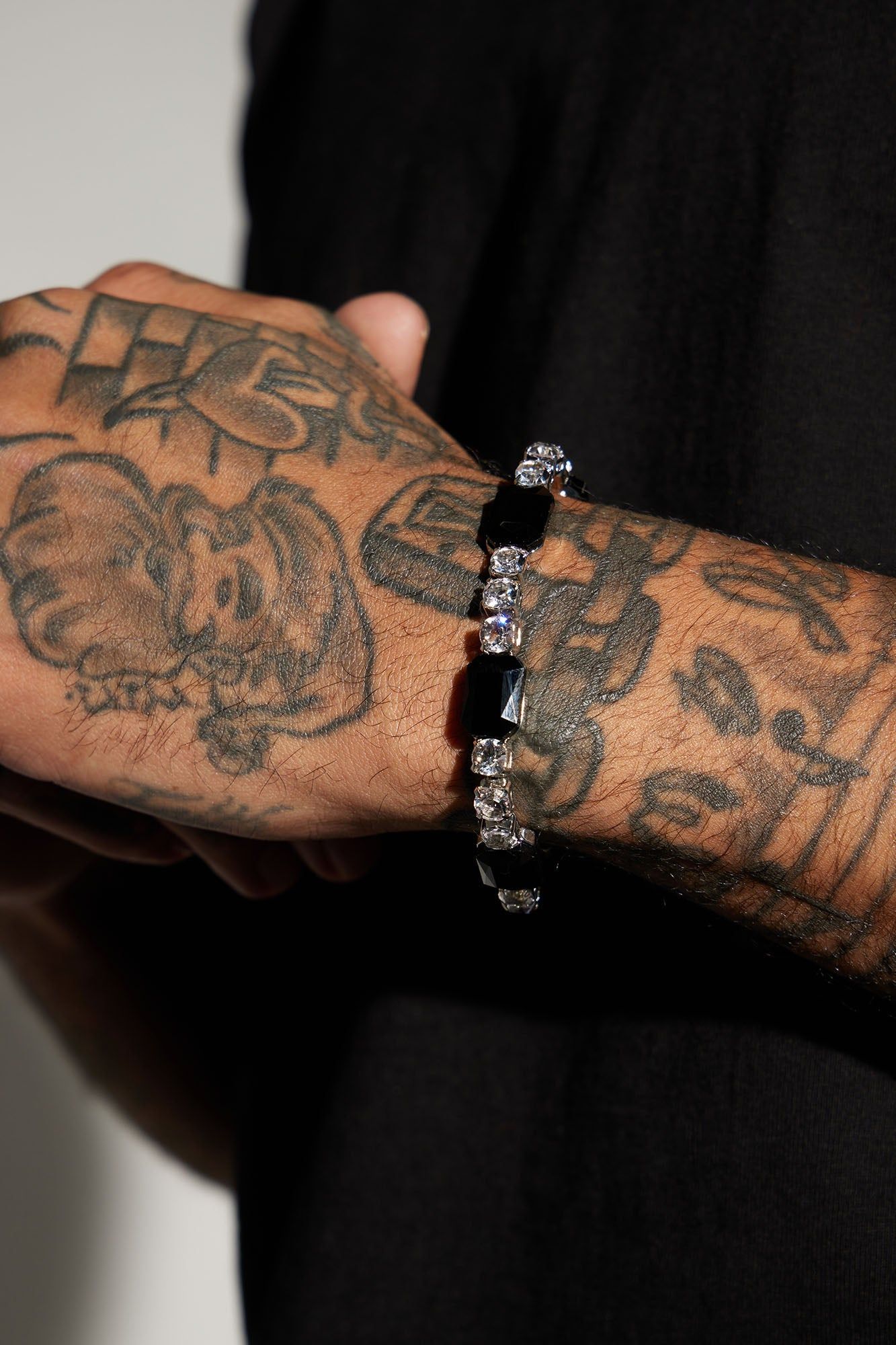 Gemmed Out Bracelet - Silver/Black sold by Fashion Nova