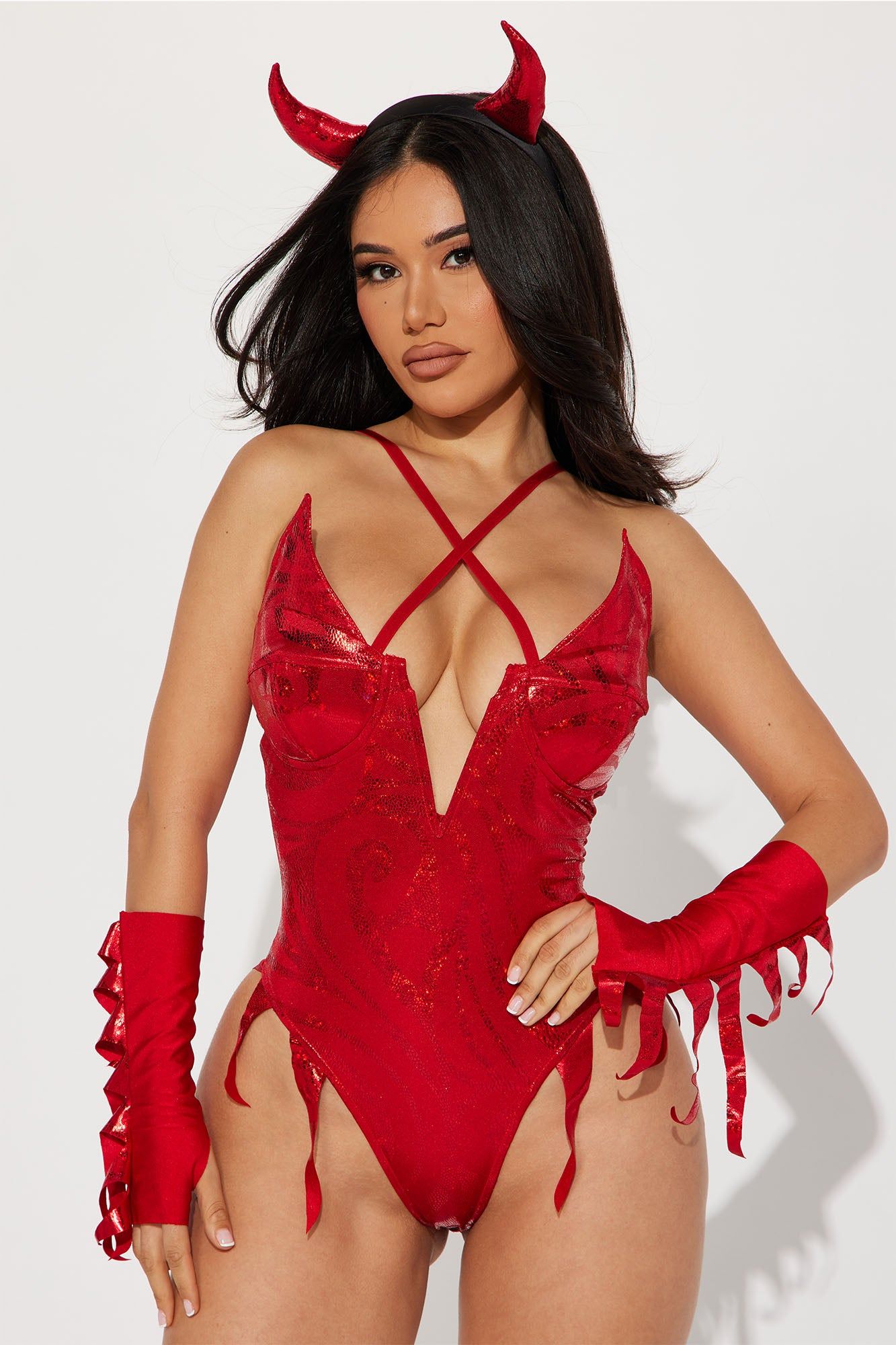 Heat It Up Devil 3 Piece Costume Set - Red sold by Fashion Nova