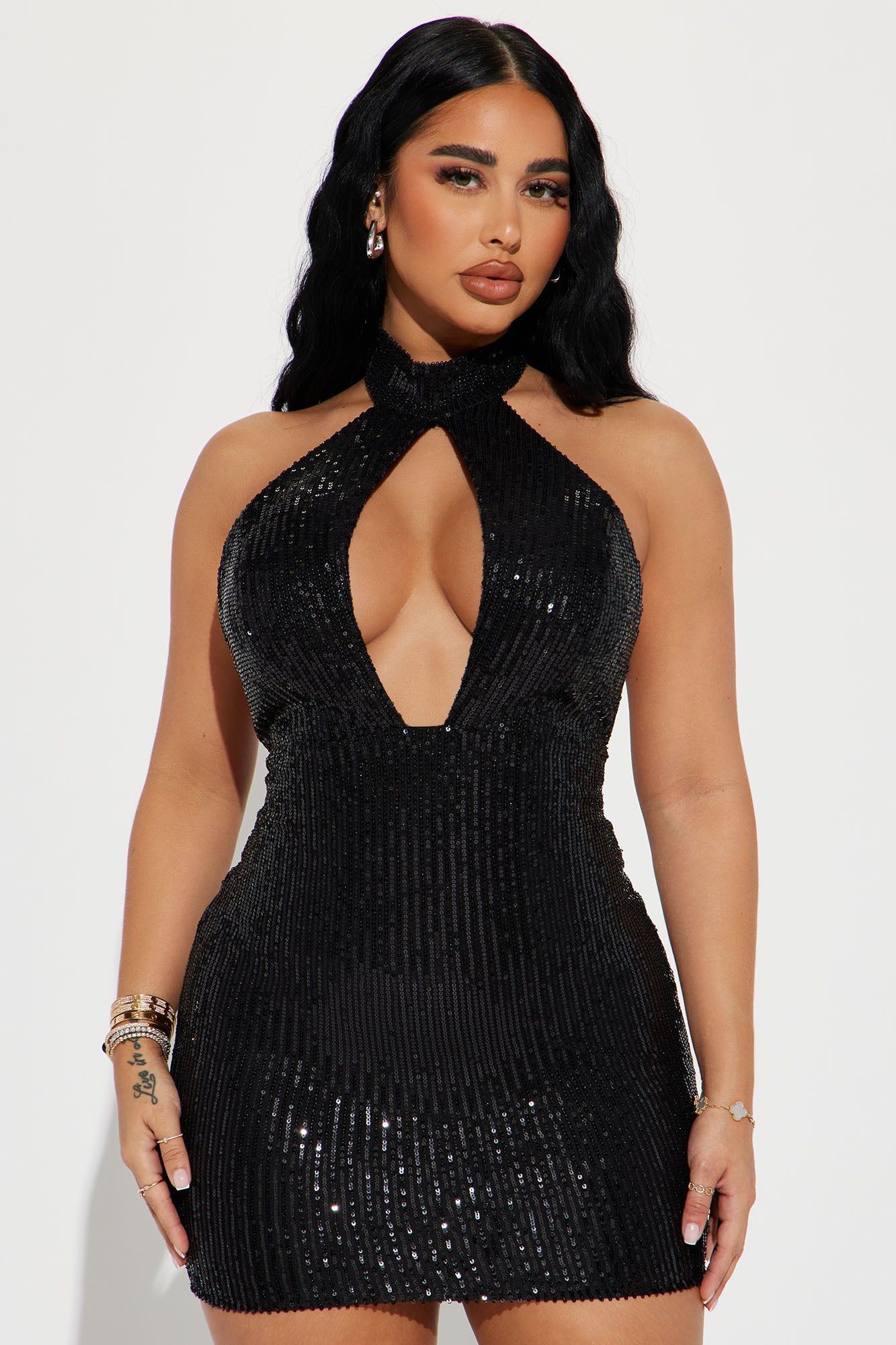 Avalon Sequin Micro Mini Dress - Black sold by Fashion Nova