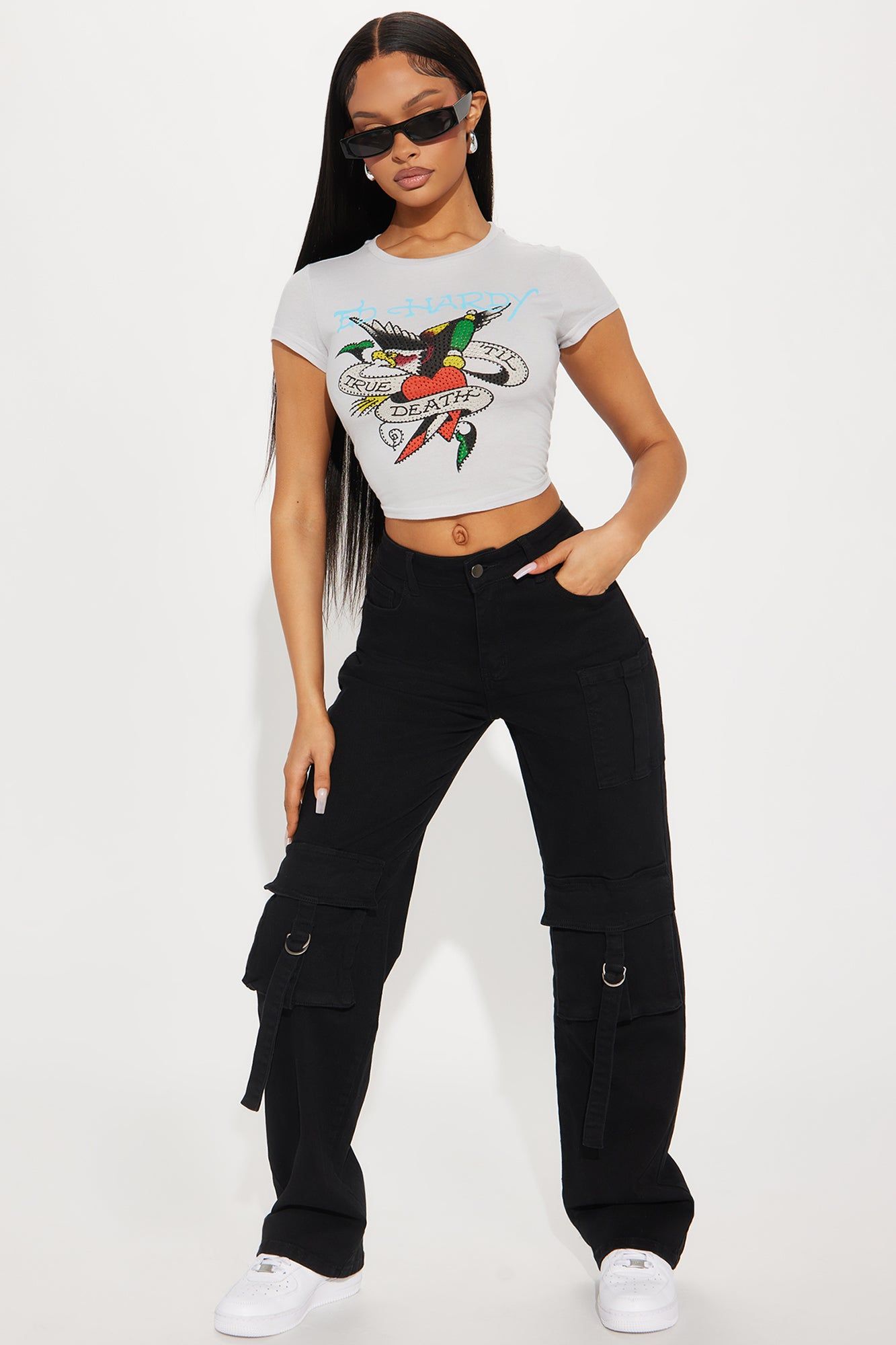 Winning Times Wide Leg Cargo Pant - Black sold by Fashion Nova