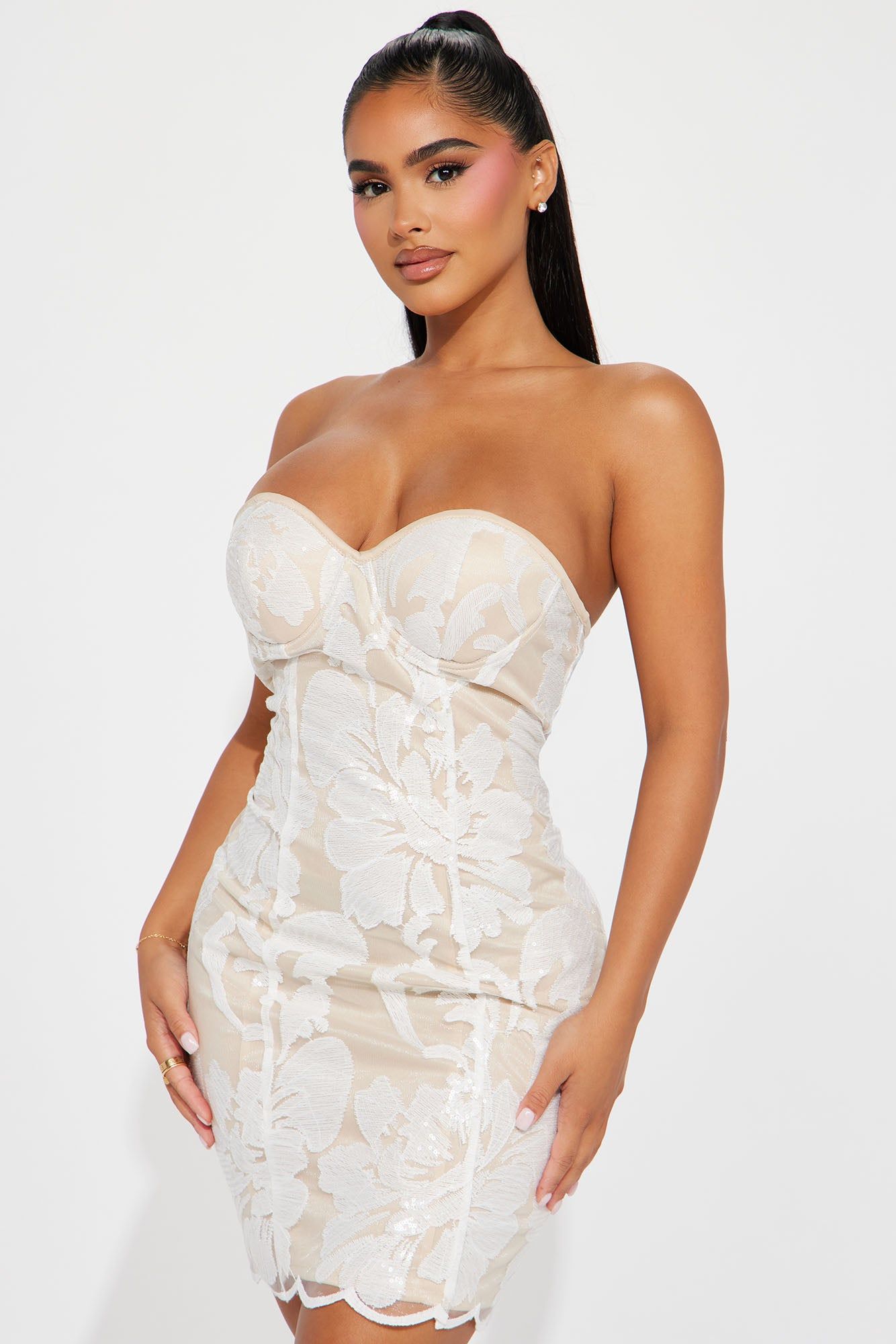 Lana Floral Mini Dress - White sold by Fashion Nova