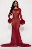 Cassandra Sheer Maxi Dress - Burgundy sold by Fashion Nova