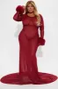 Cassandra Sheer Maxi Dress - Burgundy sold by Fashion Nova
