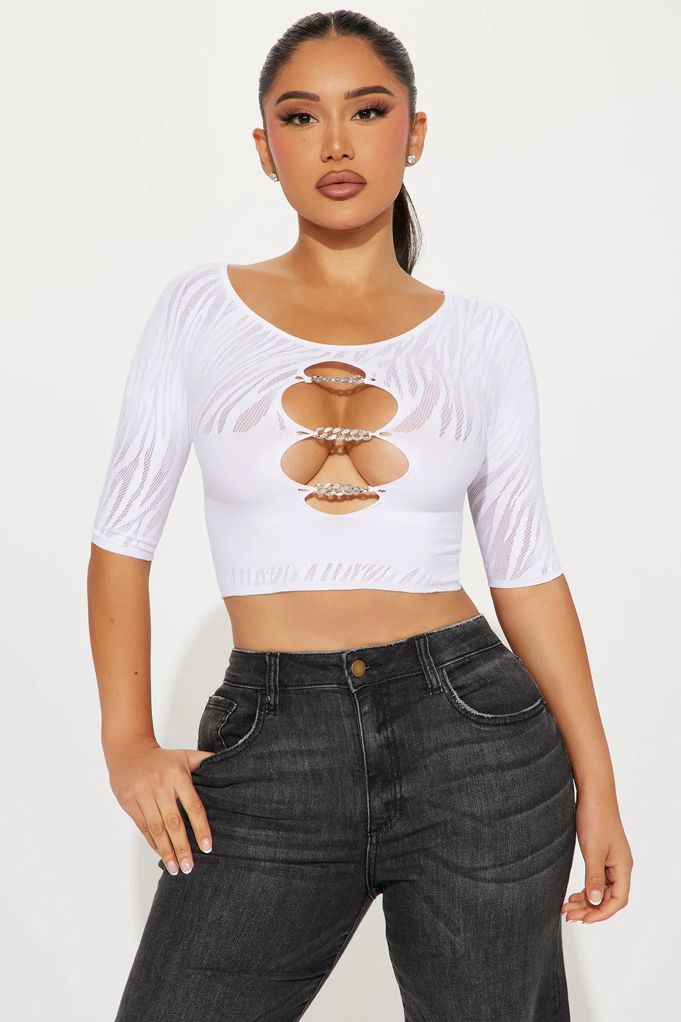 A Dime Piece Seamless Top - White sold by Fashion Nova