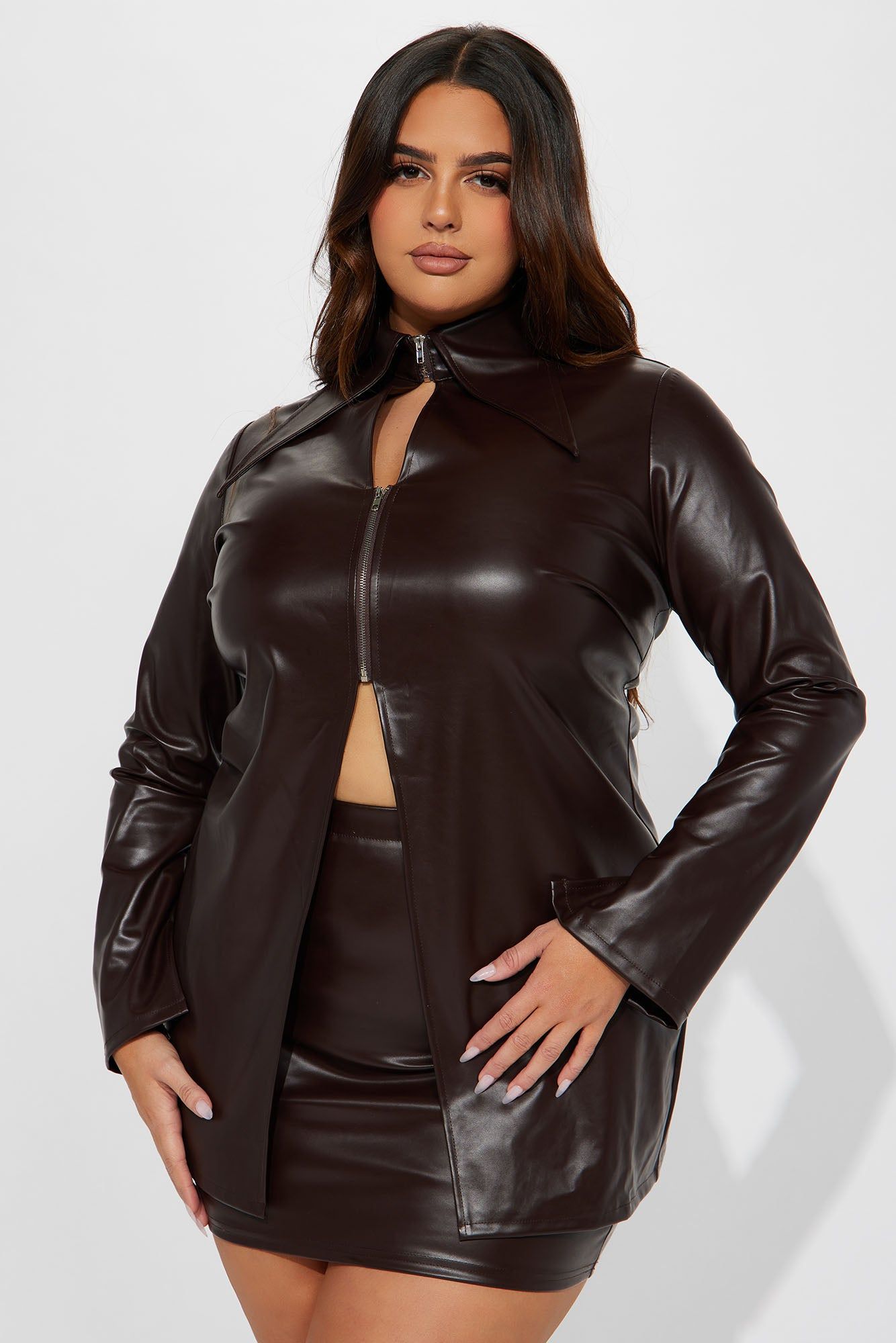 Miya Faux Leather Skirt Set - Brown sold by Fashion Nova product image thumbnail 5