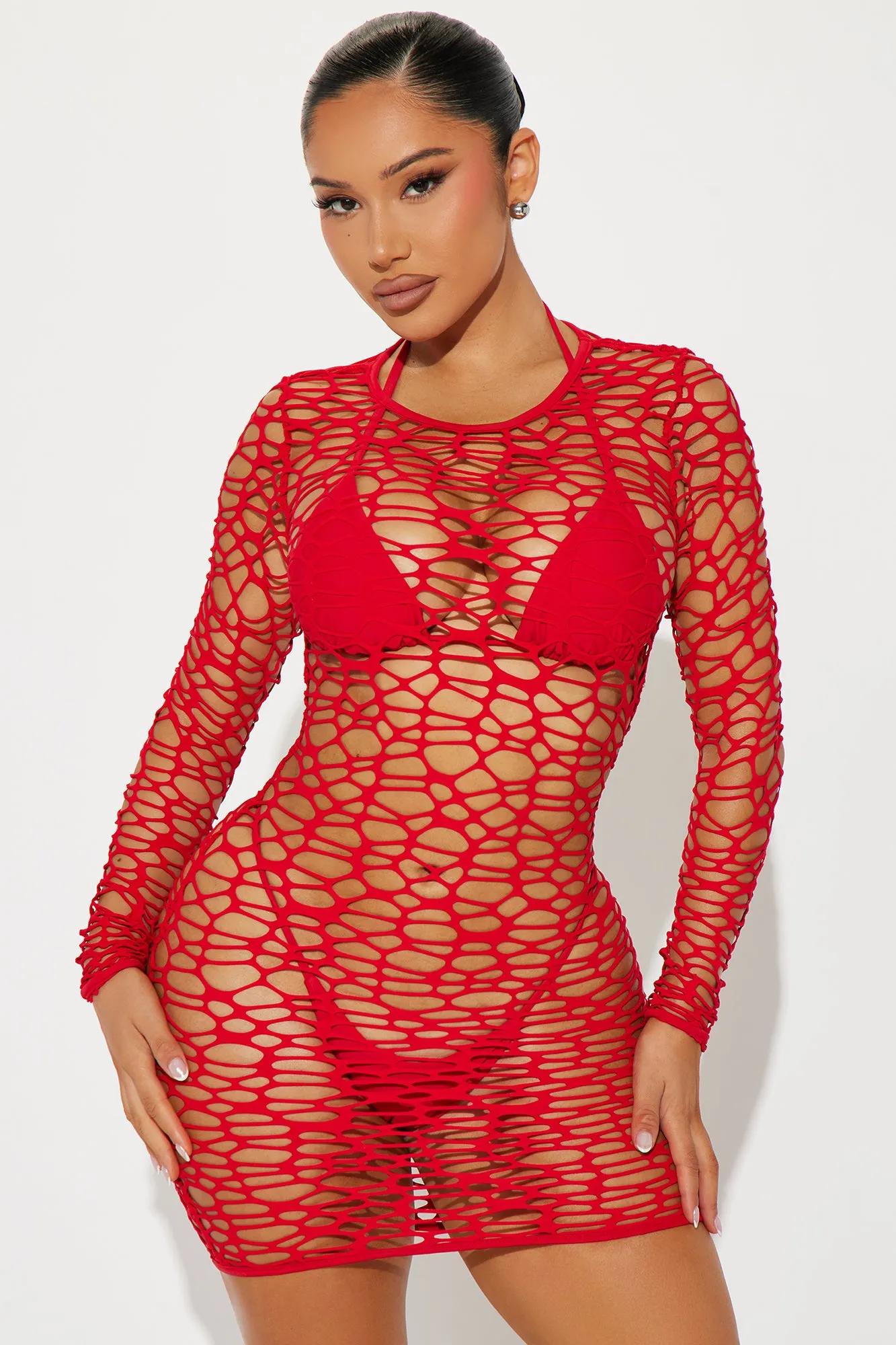 Sandy Islands 3 Piece Bikini Set - Red sold by Fashion Nova