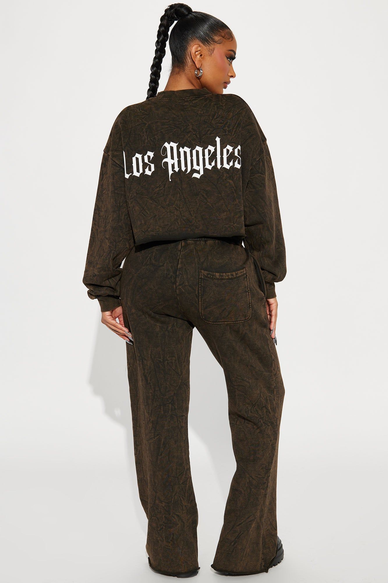 Living A Cali Dream Mineral Wash Pant Set - Brown sold by Fashion Nova product image thumbnail 3