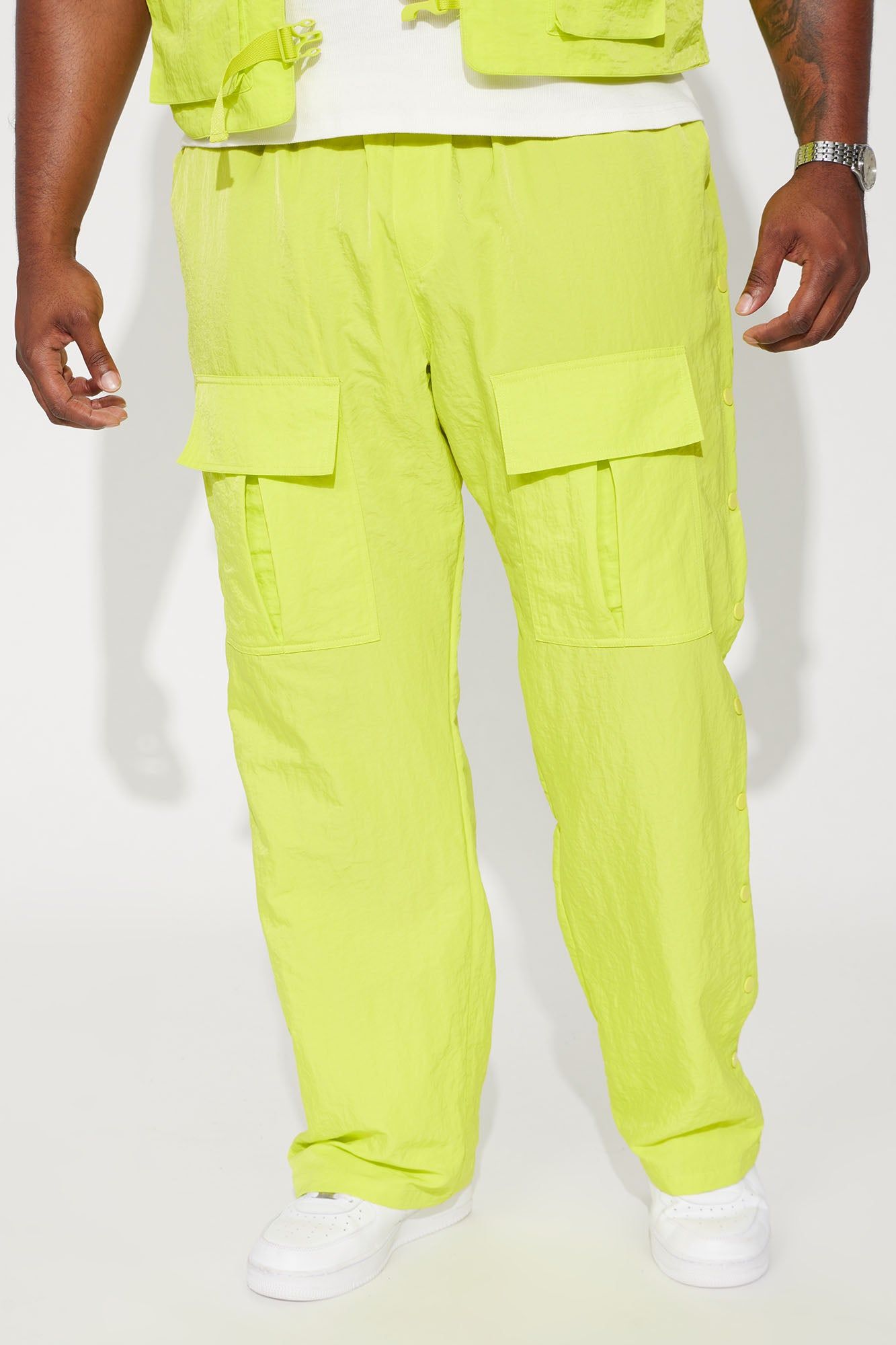 Carrying Weight Nylon Snap Cargo Pants - Lime sold by Fashion Nova product image thumbnail 2