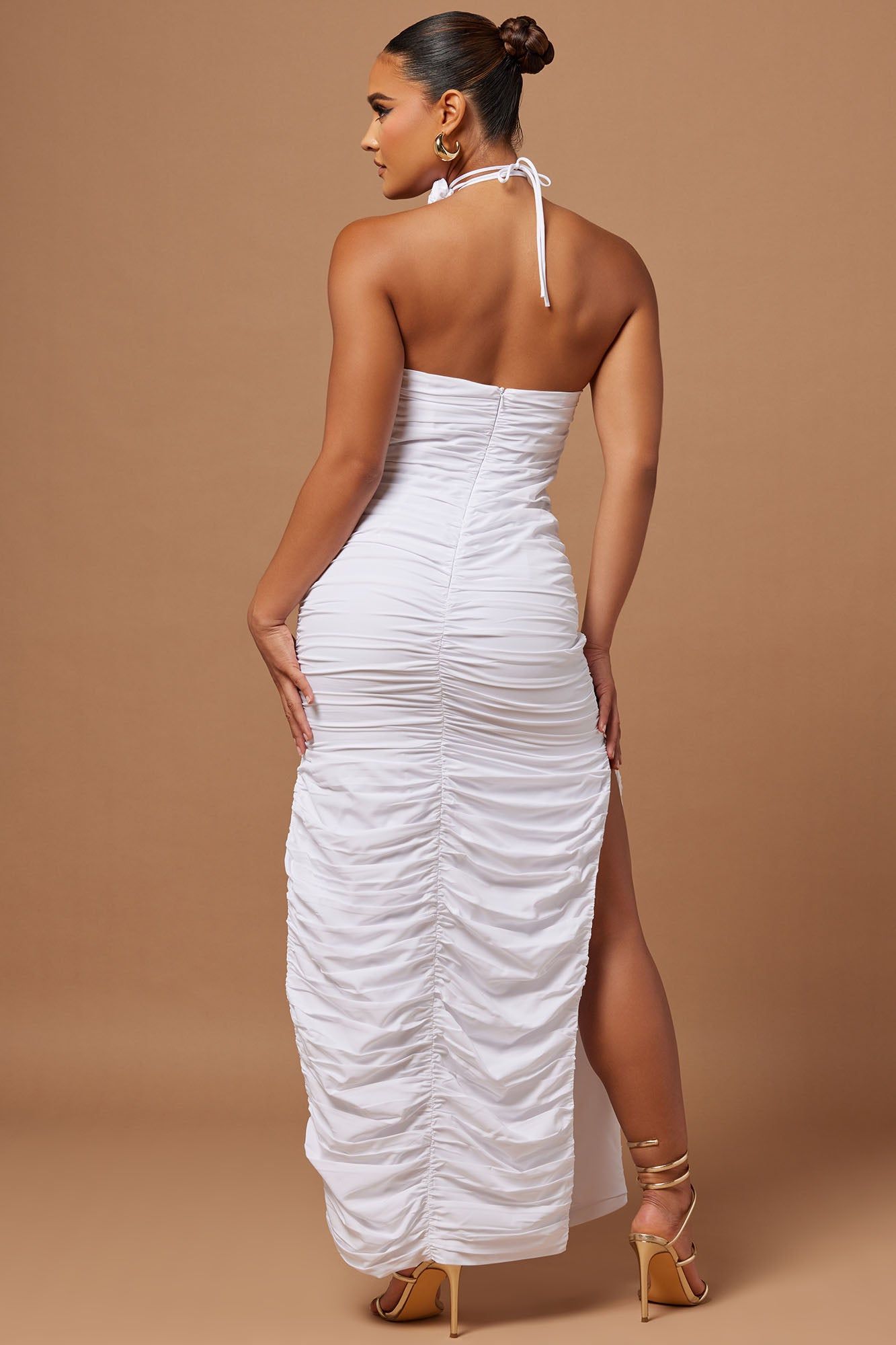 Odette Rose Ruched Maxi Dress - White sold by Fashion Nova product image thumbnail 3