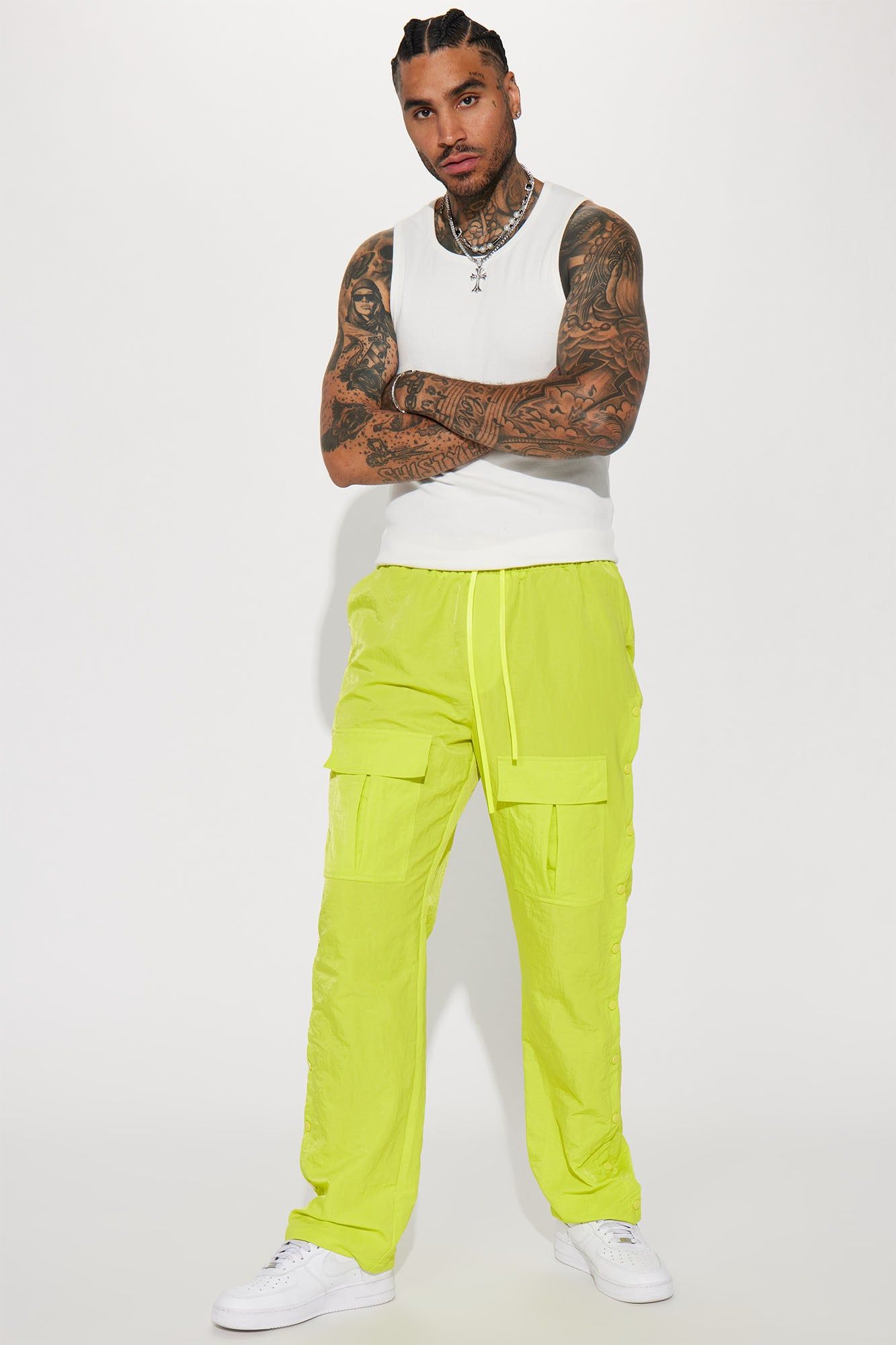 Carrying Weight Nylon Snap Cargo Pants - Lime sold by Fashion Nova product image thumbnail 3