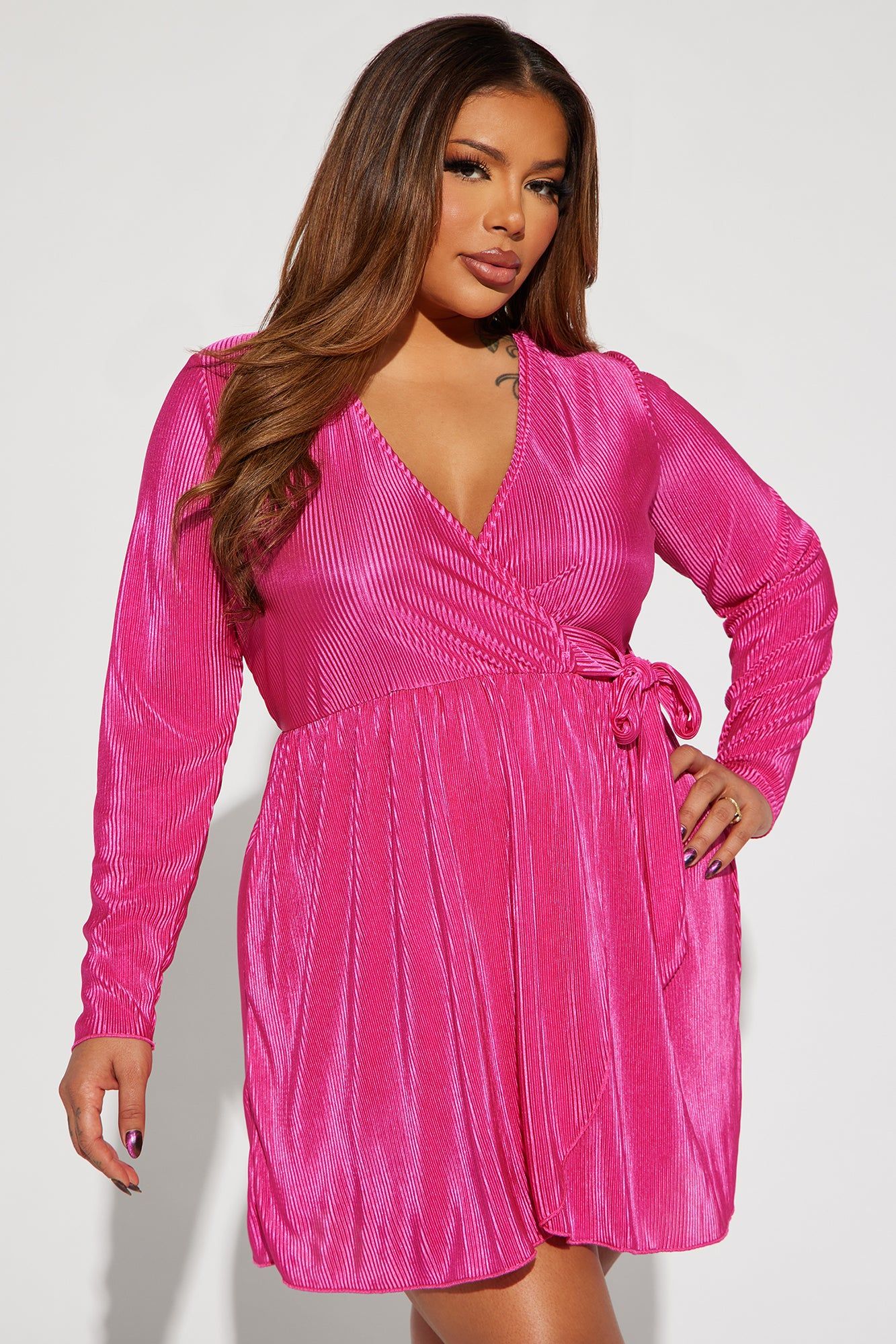 Kara Plisse Mini Dress - Fuchsia sold by Fashion Nova product image thumbnail 4