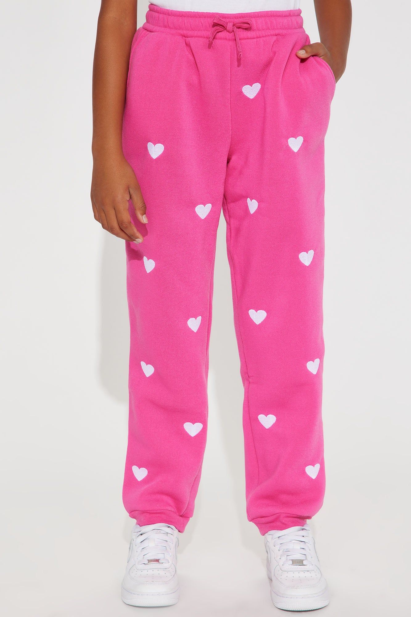 Mini Heart Print Fleece Joggers - Fuchsia sold by Fashion Nova product image thumbnail 2