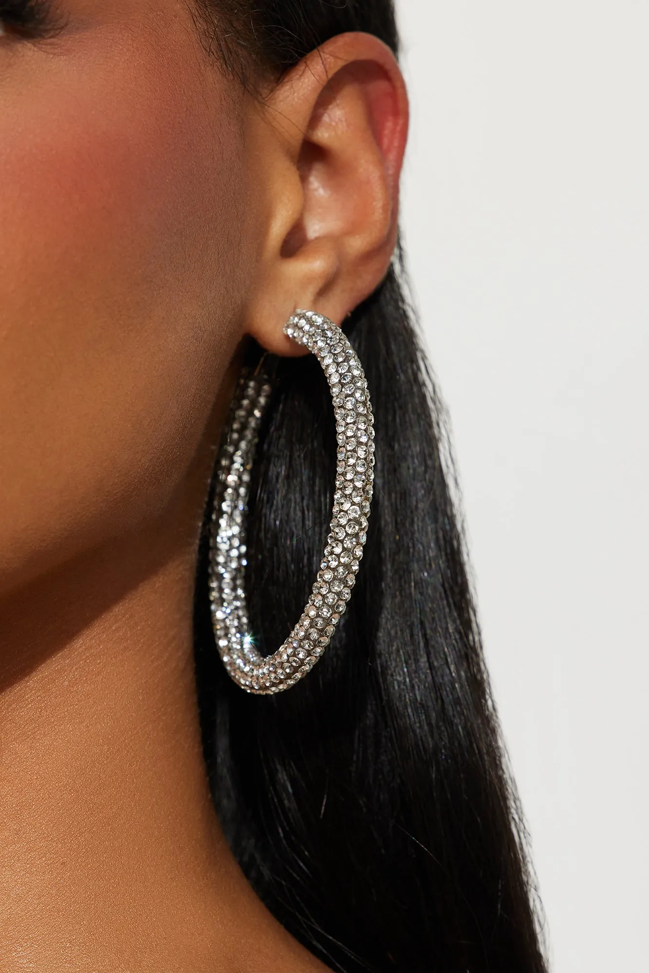 The Blingiest One Around Hoop Earrings - Silver sold by Fashion Nova product image thumbnail 2