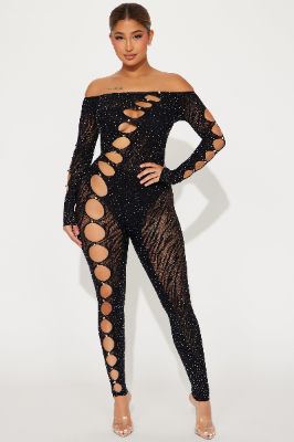 Not Ready To Go Seamless Jumpsuit - Black sold by Fashion Nova