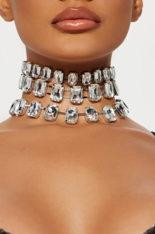 Want All The Sparkle Choker - Silver sold by Fashion Nova