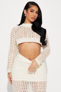 Think Of Me Crochet Skirt Set - Cream sold by Fashion Nova