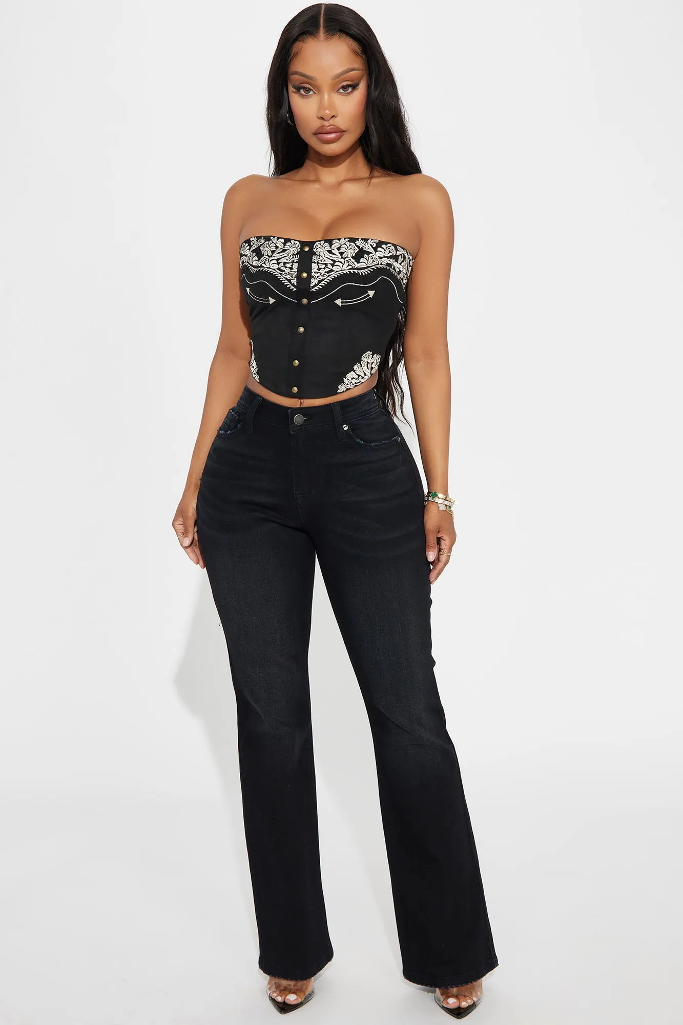 Valerie Faux Suede Embroidered Top - Black/combo sold by Fashion Nova product image thumbnail 2