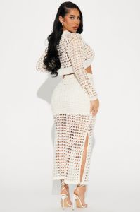 Think Of Me Crochet Skirt Set - Cream sold by Fashion Nova