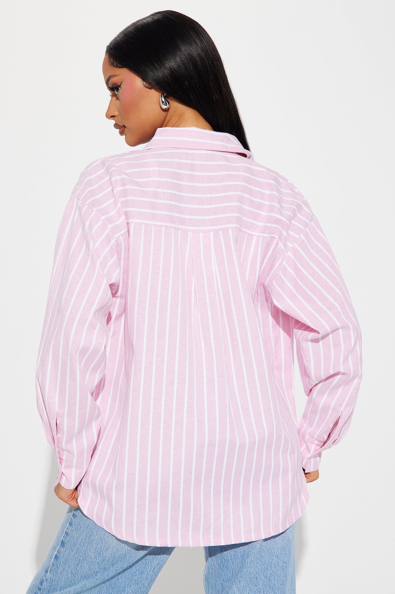 Taylor Striped Linen Shirt - Pink sold by Fashion Nova product image thumbnail 3