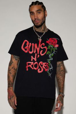 Guns N Roses Barbwire Rose Short Sleeve Tee - Black sold by Fashion Nova