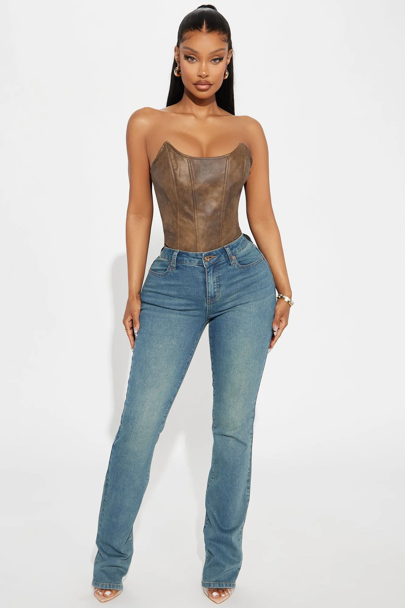 Memphis Stretch Booty Lifter Bootcut Jean - Vintage Wash sold by Fashion Nova