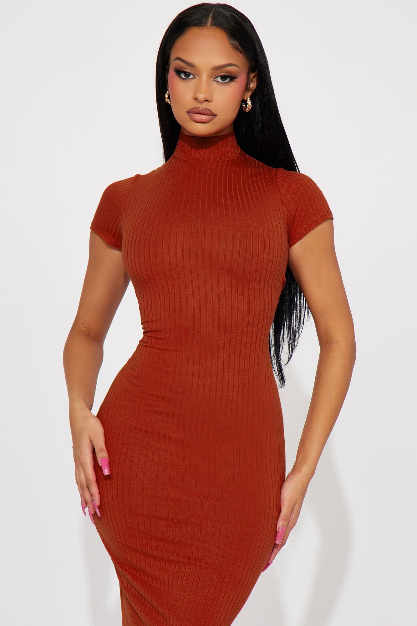 Karissa Ribbed Maxi Dress - Rust sold by Fashion Nova product image thumbnail 2