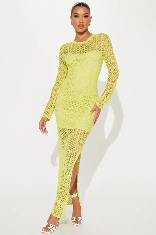 Eileen Crochet Maxi Dress - Chartreuse sold by Fashion Nova