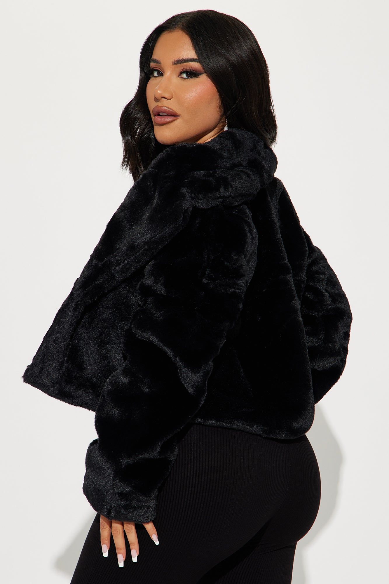 Warm By The Fireside Faux Fur Jacket - Black sold by Fashion Nova product image thumbnail 3