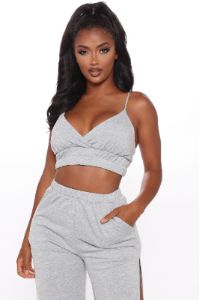 Playing Games Jogger Set - Heather Grey sold by Fashion Nova