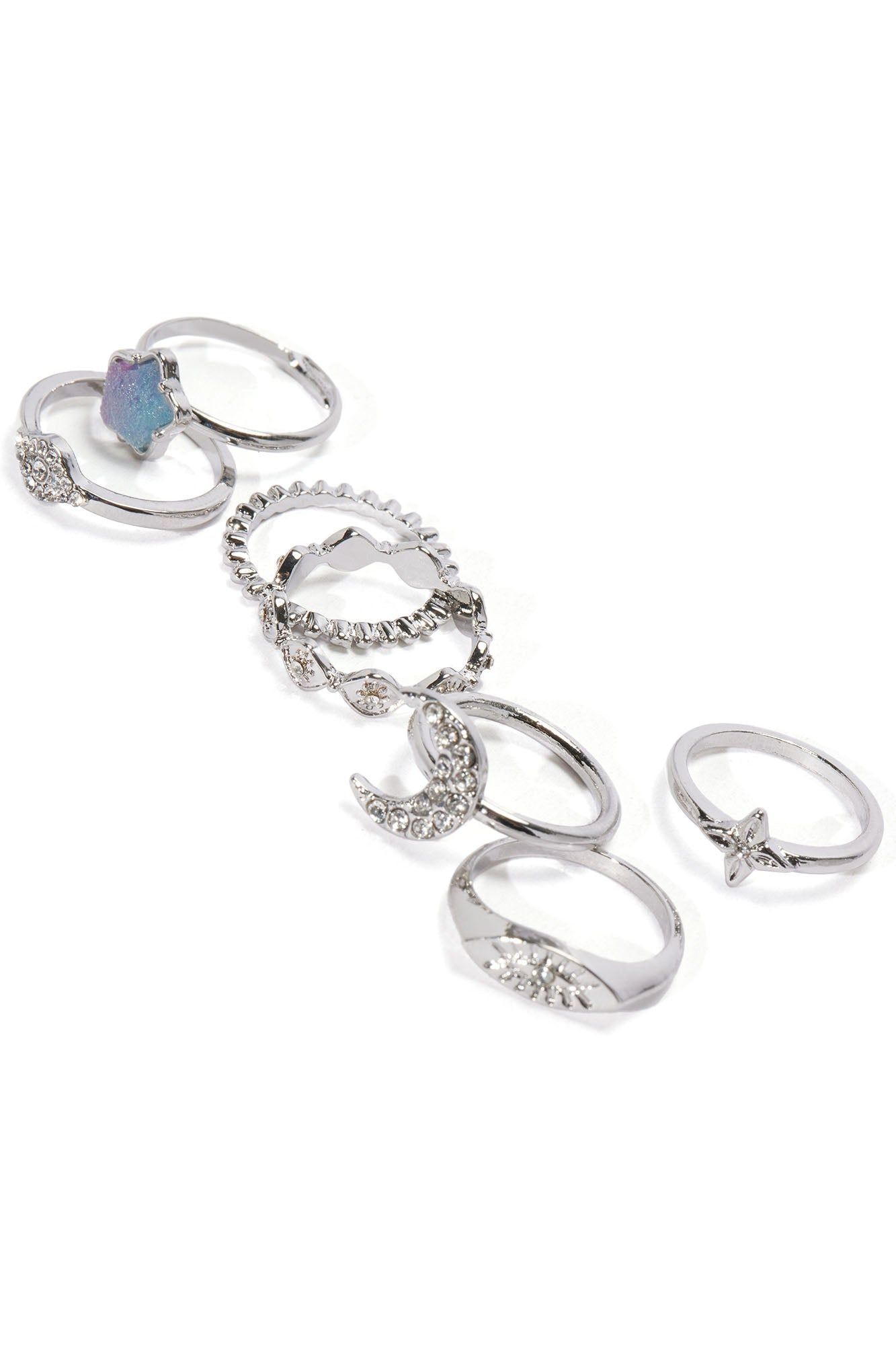 Under The Stars 7 Piece Ring Set - Silver sold by Fashion Nova product image thumbnail 2