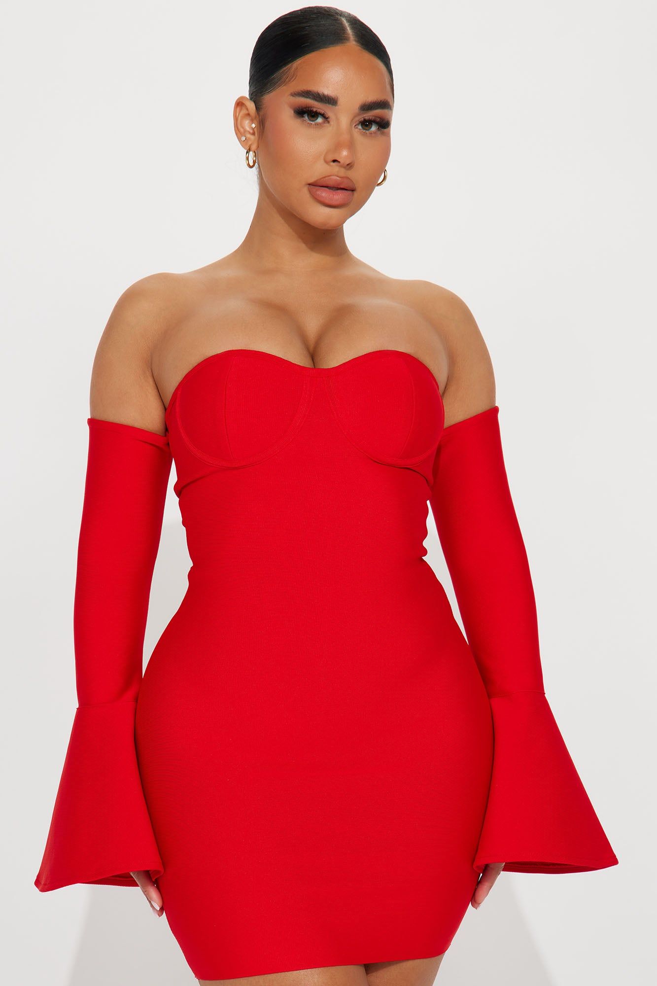 Andrea Bandage Mini Dress - Red sold by Fashion Nova