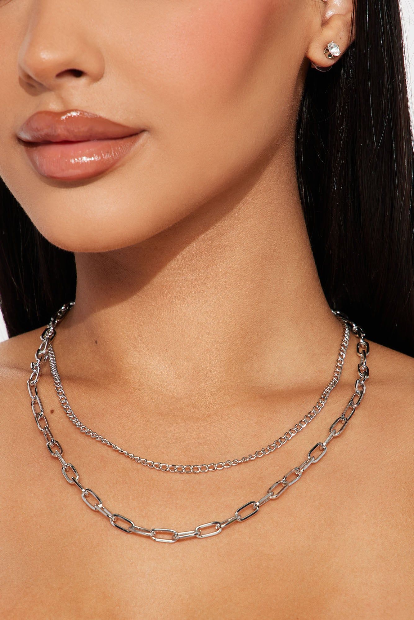 Your Only Girl Necklace and Earring Set - Silver sold by Fashion Nova