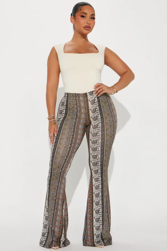 Fully In Flare Pant - Taupe/combo sold by Fashion Nova