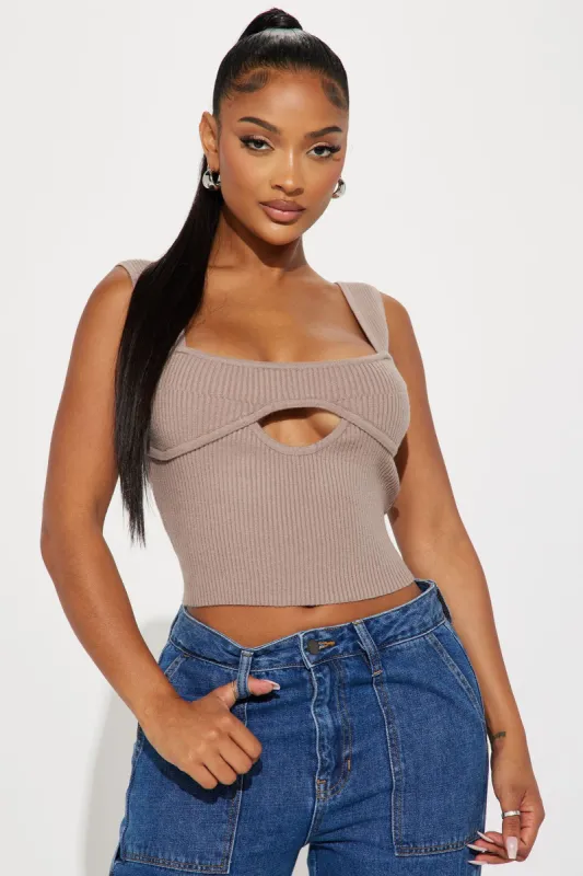 Enza Sweater Top - Taupe sold by Fashion Nova