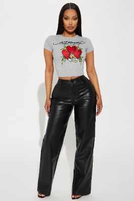 Work Or Play Faux Leather Trouser Pant - Black sold by Fashion Nova