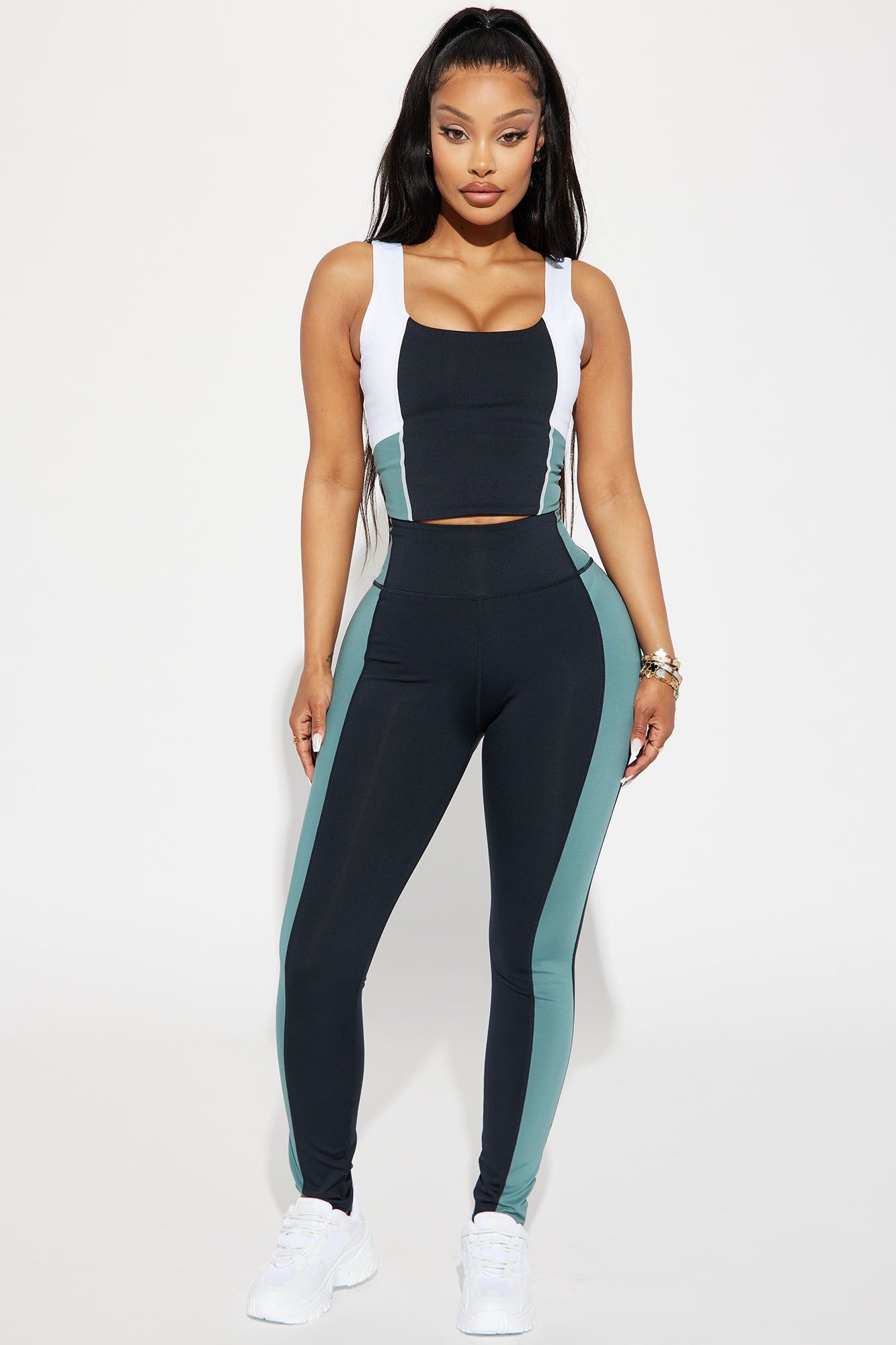 Chase Elevate Active Legging - Teal/combo sold by Fashion Nova